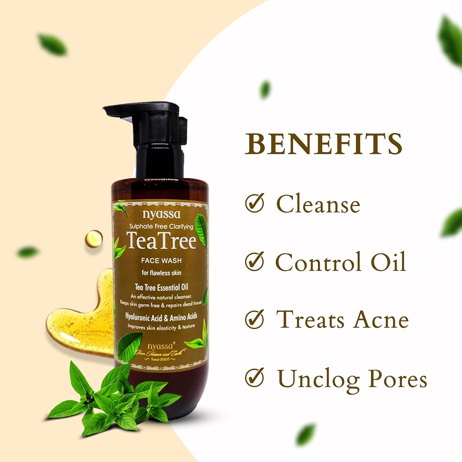 Nyassa Sulphate Free Clarifying Tea Tree Face Wash - 210 Ml