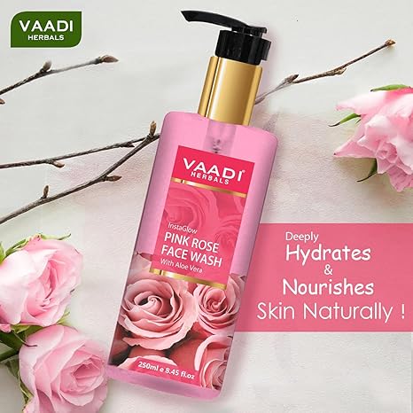 Vaadi Herbals Pvt Ltd Insta Glow Pink Rose Fase Wash With Aloe Vera Extract - 250 ml