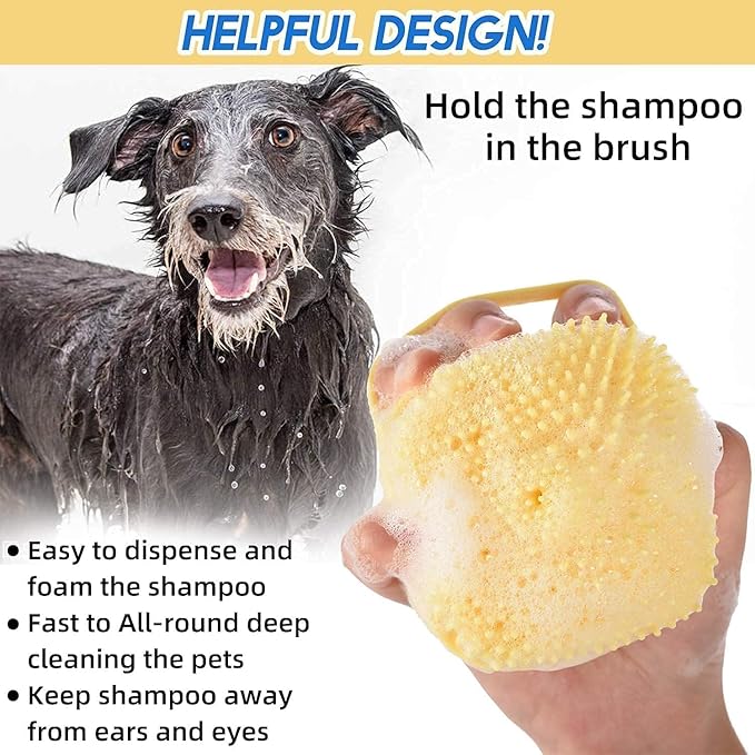 Pet Needs Bio Clean Long Coat Dog Shampoo With Soft Silicone Shampoo Dispenser Brush | Moisturising and Gentle on Skin | 500 Ml