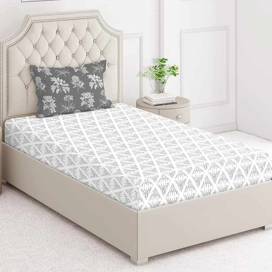 Layers Illuminating Homes Single Bedsheet Cotton Includes 1 Pillow Cover Light Weight Breathable Grey