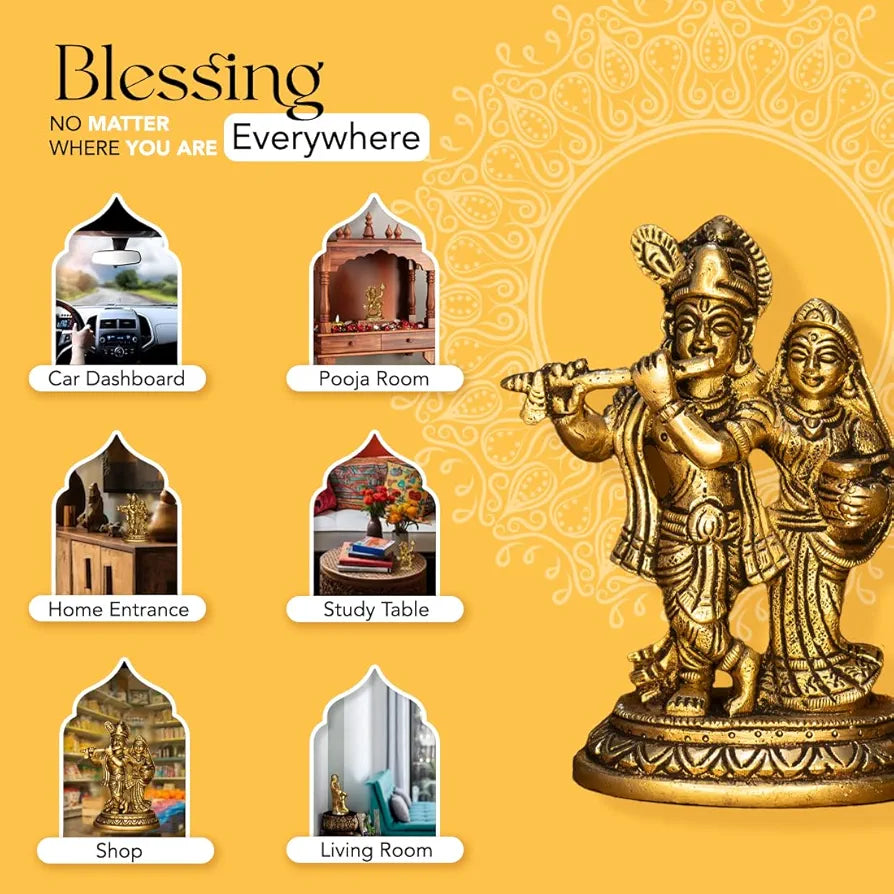 Ekhasa Pure Brass Radha Krishna Murti Radha Krishna Big