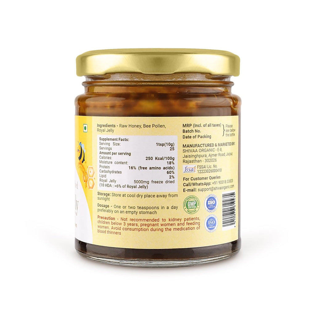 Shiva Organic Honey With Bee pollen Enriched Royal Jelly - 250 gms