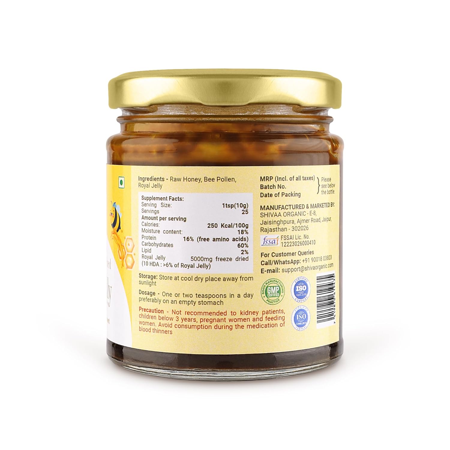 Shiva Organic Honey With Bee pollen Enriched Royal Jelly - 250 gms