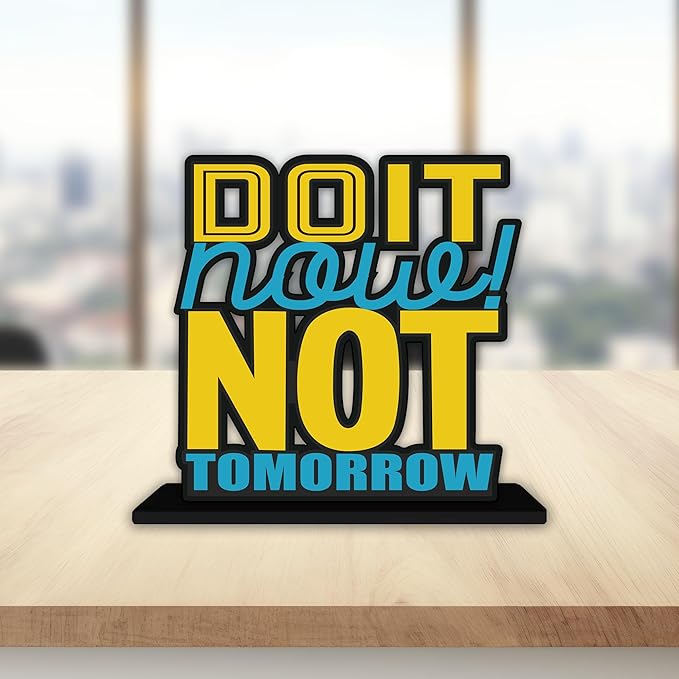 Artvibes Wooden Idols and Figurine Do It Now Not Tomorrow Quotes Table Decor for Office Desk Alphabet Showpiece