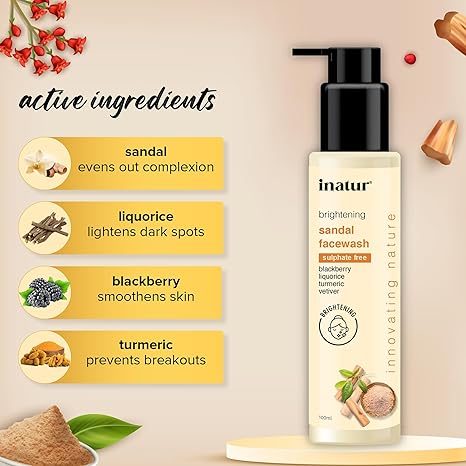 inatur Sandal Face Wash Reduce tan Nourishes and brightens skin - 100 ml