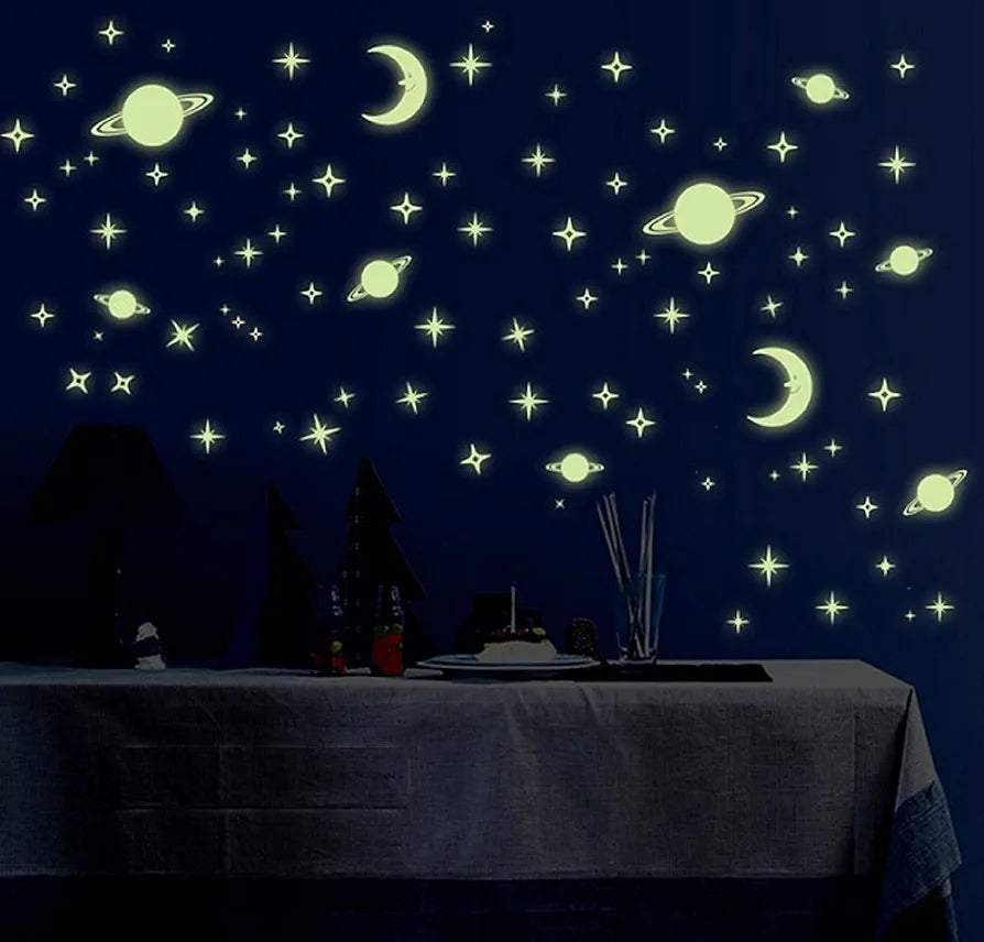 Jaamso Royals Galaxy of Stars 'glow in the Dark' Radium Stickers Radium and Moons for Bedroom