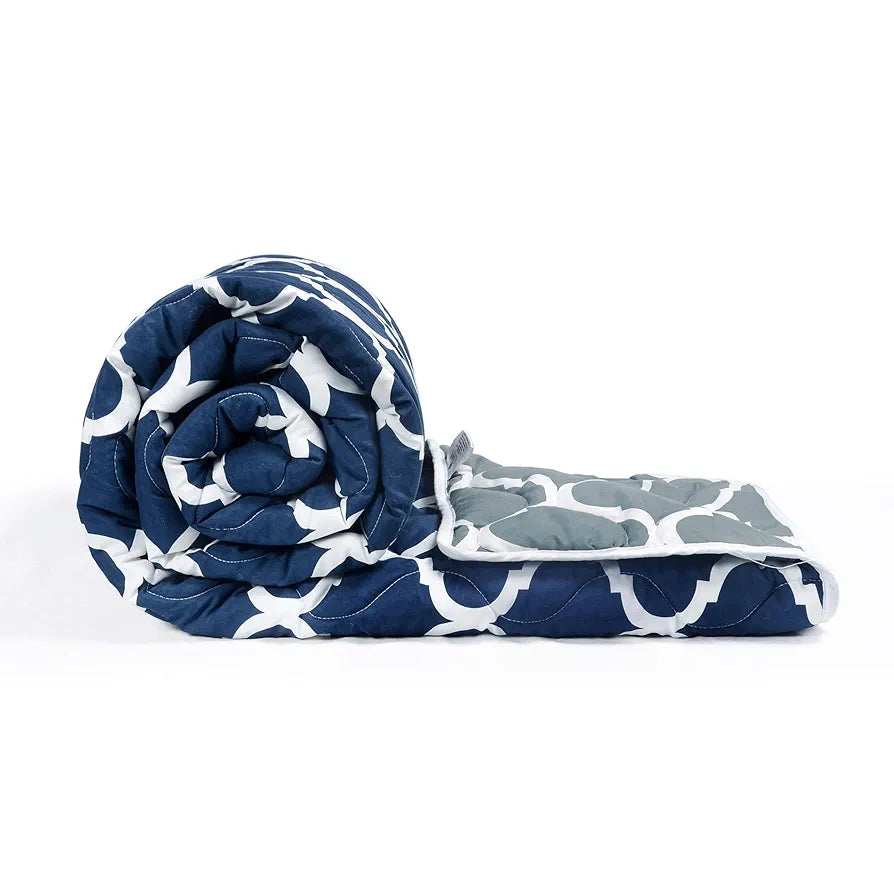 Divine Casa Microfiber 150 GSM Reversible Double Bed Comforter Ultra Soft & Lightweight Blanket Colour Deep Blue