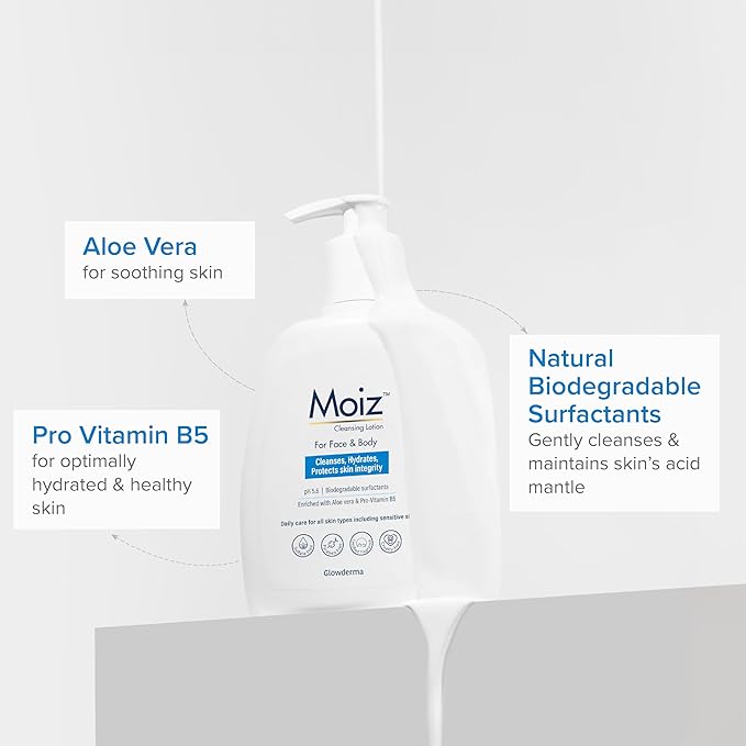 Moiz Cleansing Lotion | Face & Body Cleanser | for Sensitive Skin - 200 Ml