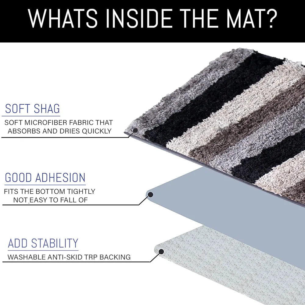 Luxe Home International Rectangular Bathmat 2500 Gsm Microfiber Anti Skid Slip Water Absorbent Machine Wash Colour Shadow 45Cm X 75Cm