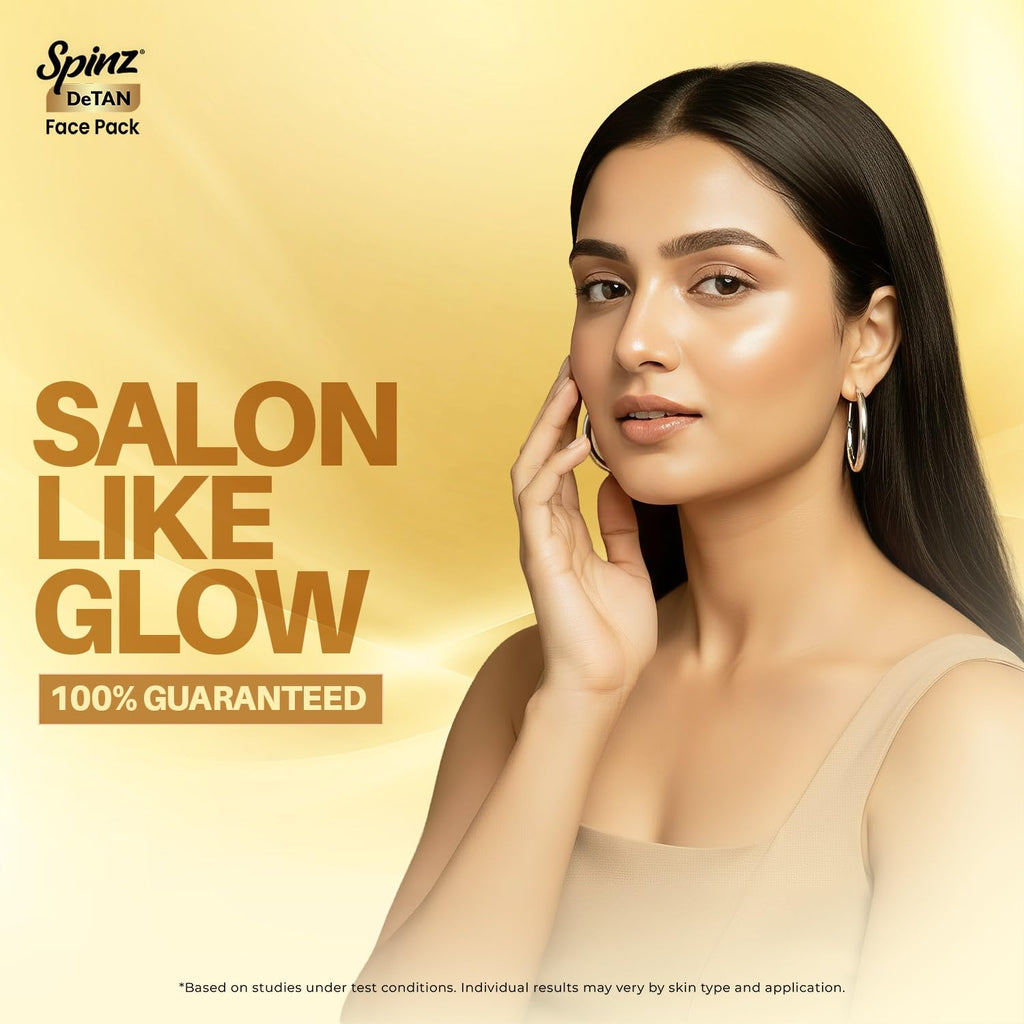 Spinz DeTan Face Pack with Besan, Honey & Kojic Acid | Tan Removal cream for Brightening & Glow | Salon-like Glow in 15 mins | 100gm