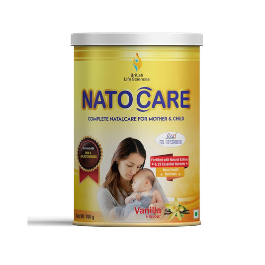 British Life Sciences Natocare Lactation Supplement | Breastfeeding Supplement | Shatavari, Silymarin & Fenugreek Extracts | Healthy Breast Milk Supply | Calcium & Vitamin D | Vanilla Flavor | 200g
