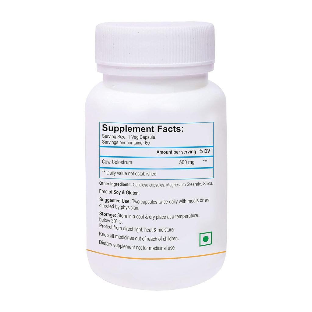 Biotrex Nutraceuticals Cow Colostrum, 500 mg, Ultimate Health Supplements For Immunity System Support - 60 Capsules