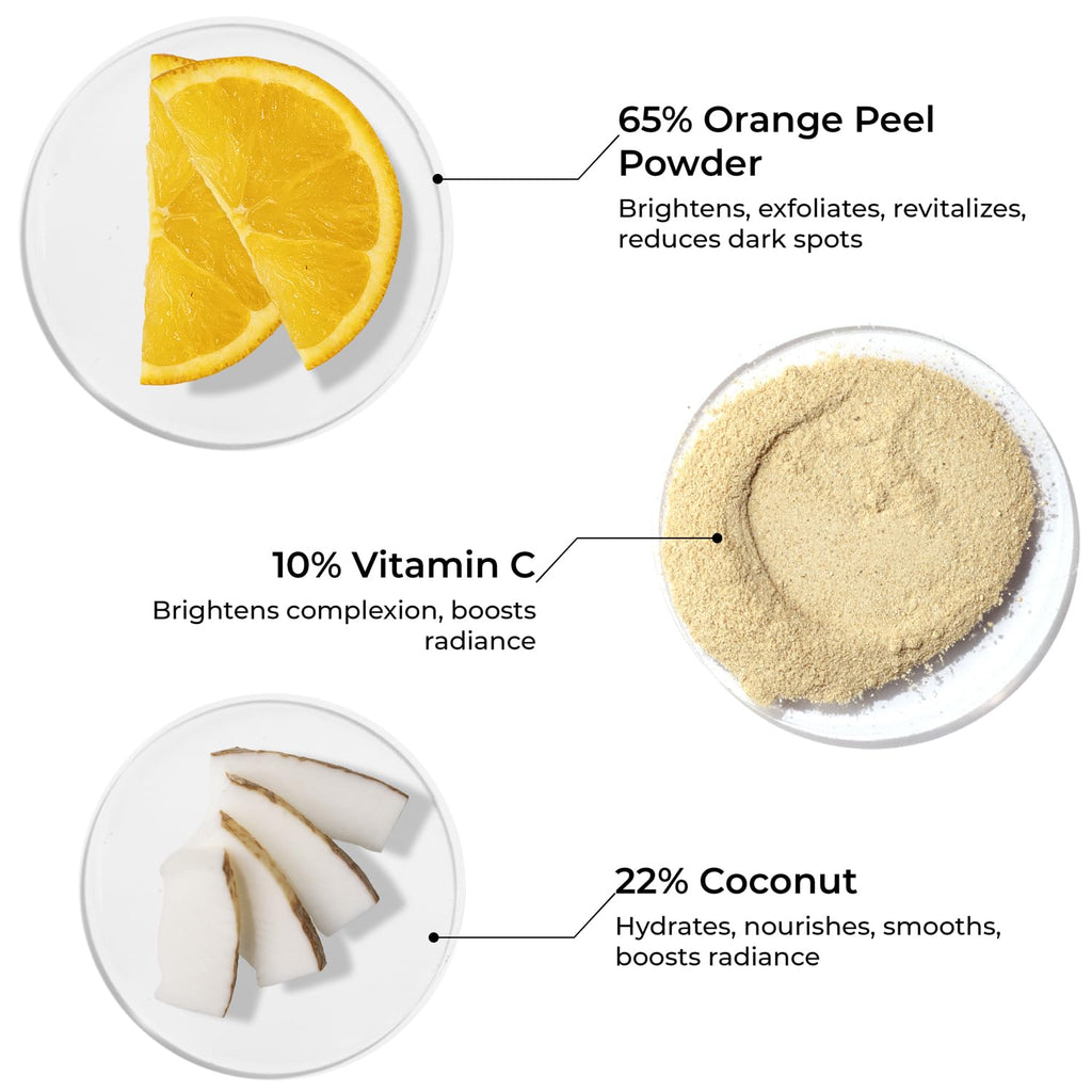 Brillare Vitamin C Powder Face Wash for Glowing, Bright Looking Skin | 100% Natural Orange Powder & Vitamin C | Gentle Exfoliation for Women & Men | Zero Chemicals