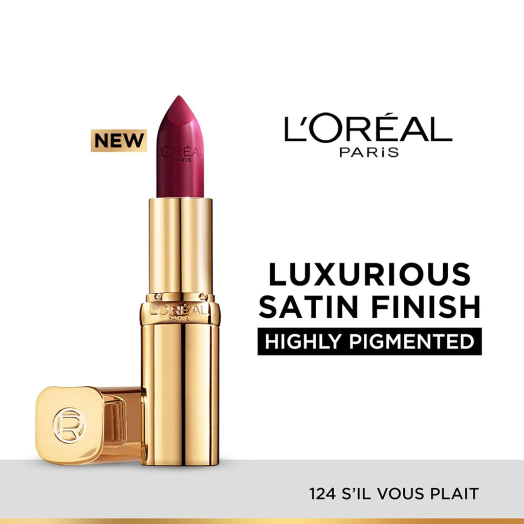 Lâ€™OrÃ©al Paris Color Riche Satin Lipstick- 124 S'il Vous Plait, 4.3 gm
