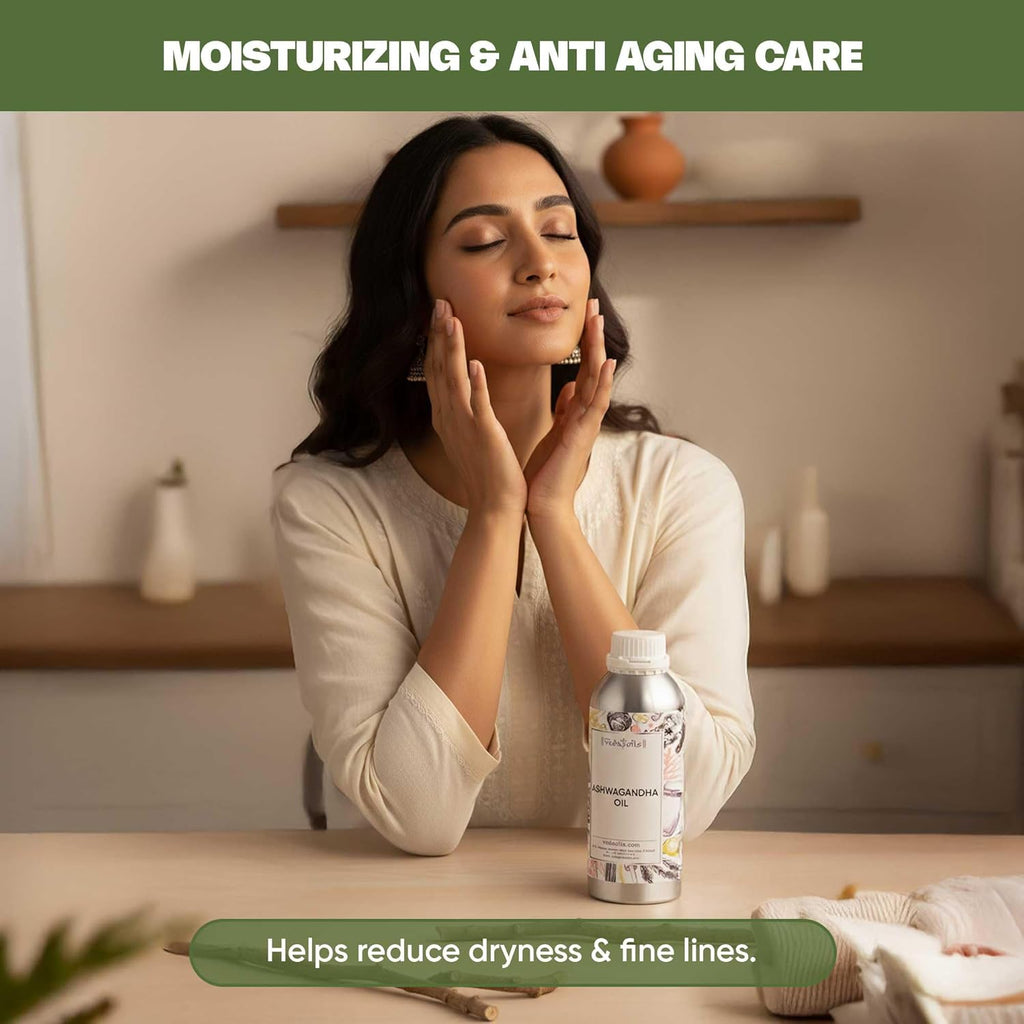 VedaOils Ashwagandha Oil Pure, Natural & Cold Pressed Hair Care And Skin - 100 ml