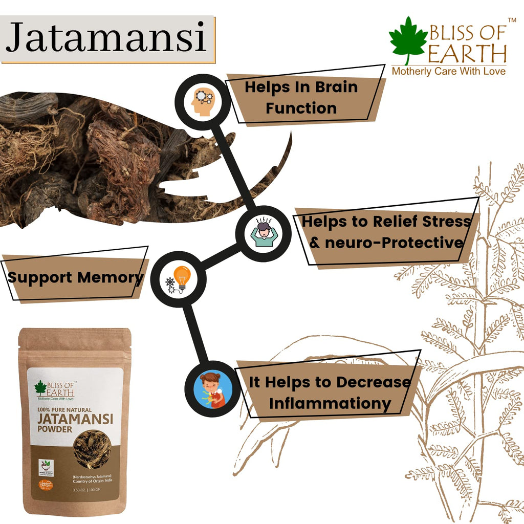 Bliss of Earth 100% Pure & Natural Jatamansi Powder For Hair Growth & Eating, 100gm