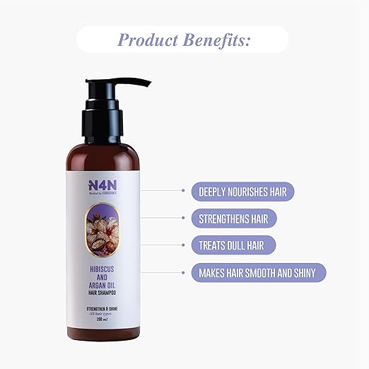 Nature4nature Hibiscus & Argan Oil Shampoo - Natural Hair Cleanser for Damaged Hair - 200 Ml