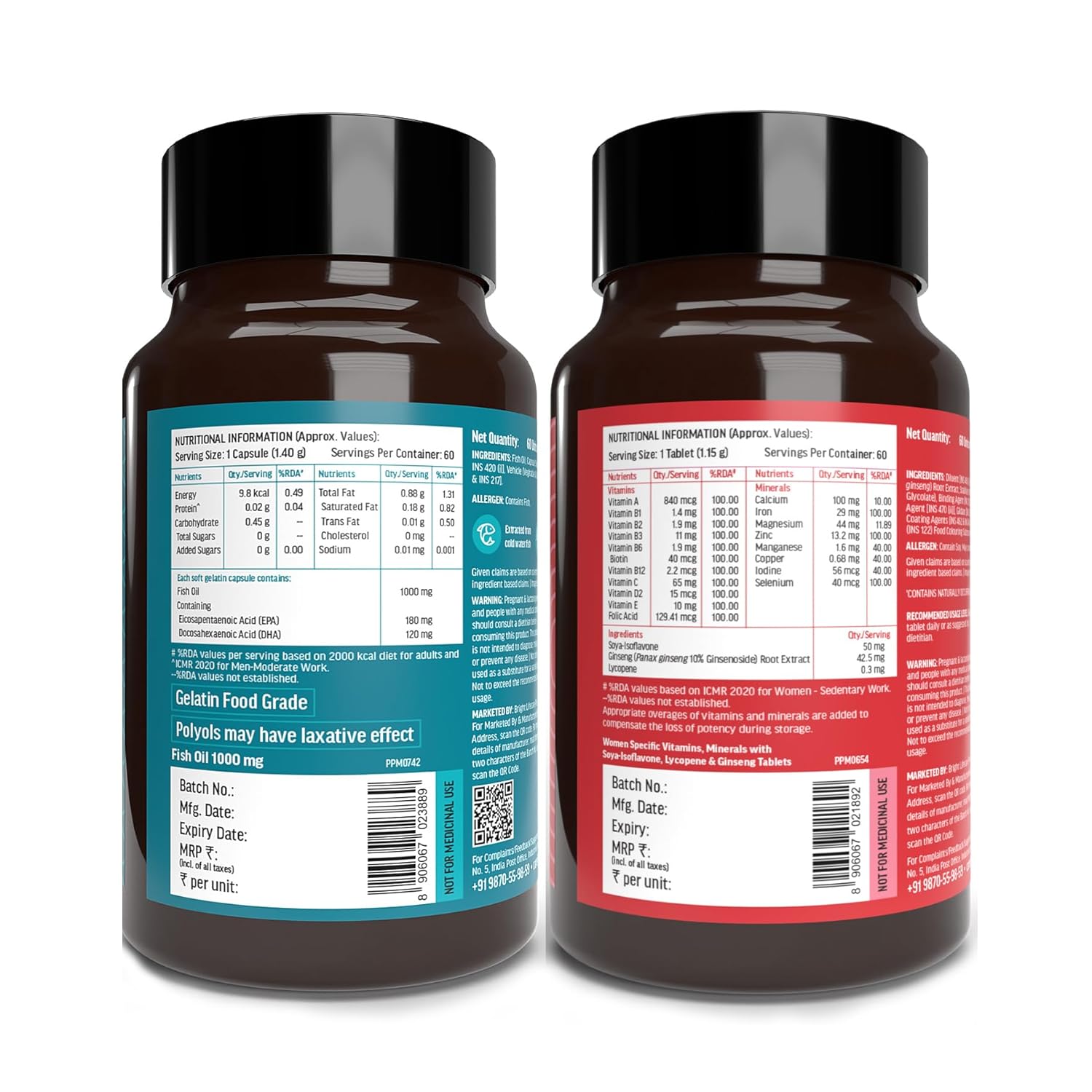 HealthKart hk vitals Fish Oil Omega 3 Capsule 1000mg, (60 Capsules) & Multivitamin For Women (60 Tablets) Combo Pack