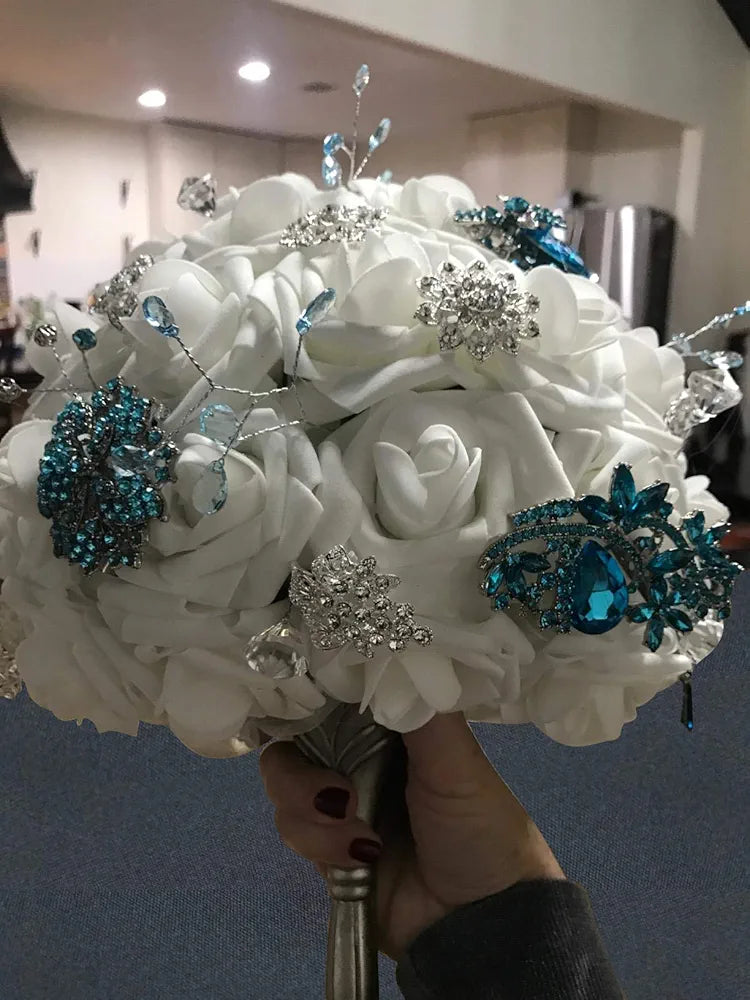 Artificial Flowers Green Fake Roses Real Looking Foam Artificial Roses with Stem Green