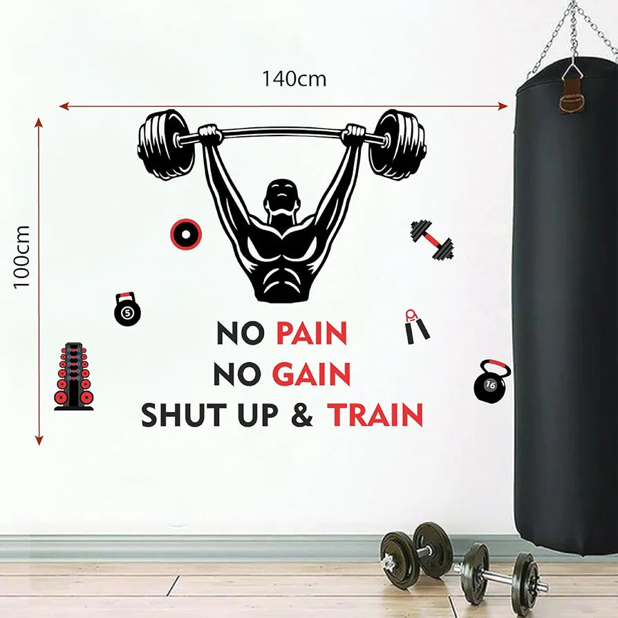 StickMe Gym Fitness Bodybuilding Sports Workout Boxing Inspirational Motivational Quotes Wall Sticker Premium Large - 140 x 100 cm