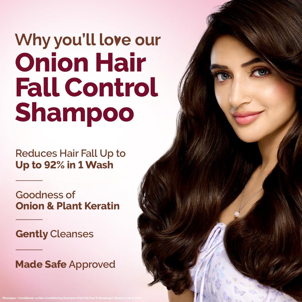 Mamaearth Onion Shampoo for Hair Growth and Hair Fall Control with Onion and Plant Keratin | Reduces Hair Fall | Strengthens & Smoothens Hair | For Men & Women | 400ml
