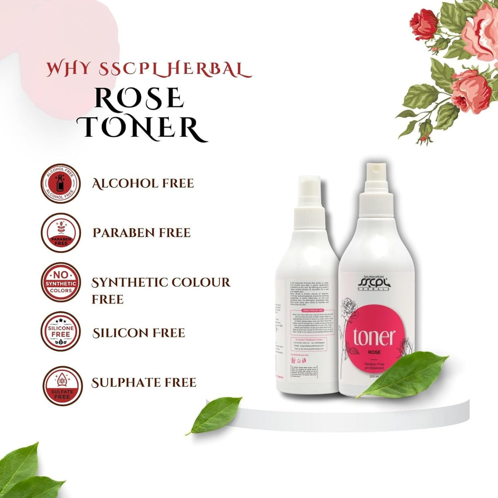 Sscpl Herbals Rose Face Toner - 200 ml (Pack of 2)
