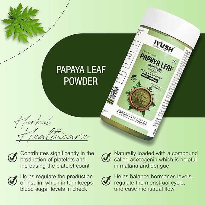 Iyush Herbal Ayurveda Papaya Leaf Powder - 100 gms