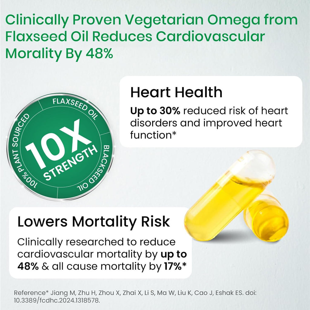 Vlado's Himalayan Organics Omega 3 6 9-2000mg/Serving I Vegetarian Omega 3 Supplement I Support Muscle,Bone,Heart & Skin - No Burps, No Fish Oil Used Capsules for Men & Women- 60 Capsules
