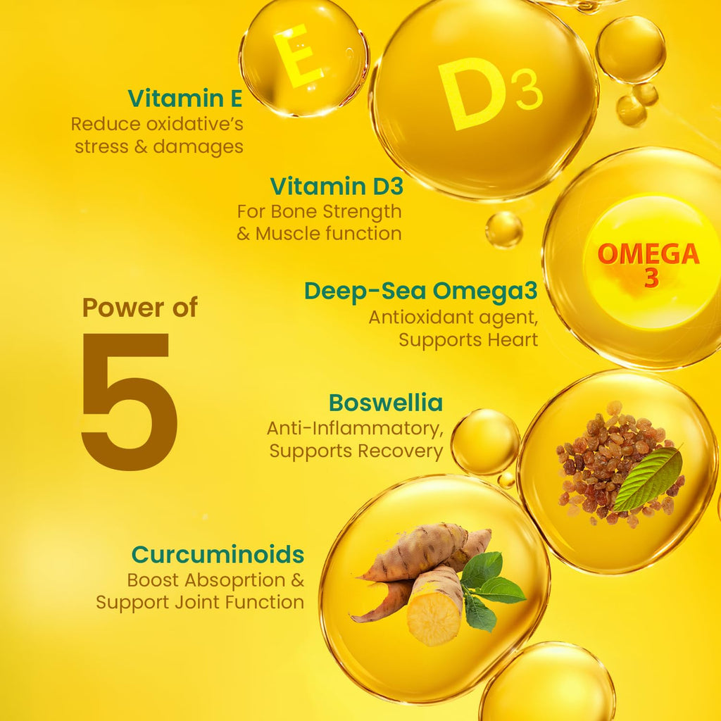 Neuherbs Gold Deep Sea 6X Omega 3 Fish Oil Capsules - 60 Softgels | EPA - 1080mg & DHA - 720mg | Vitamin E & D3 For Muscle, Brain & Joints Support | Lemon Flavour | No Fishy Burps| Heavy Metals Tested