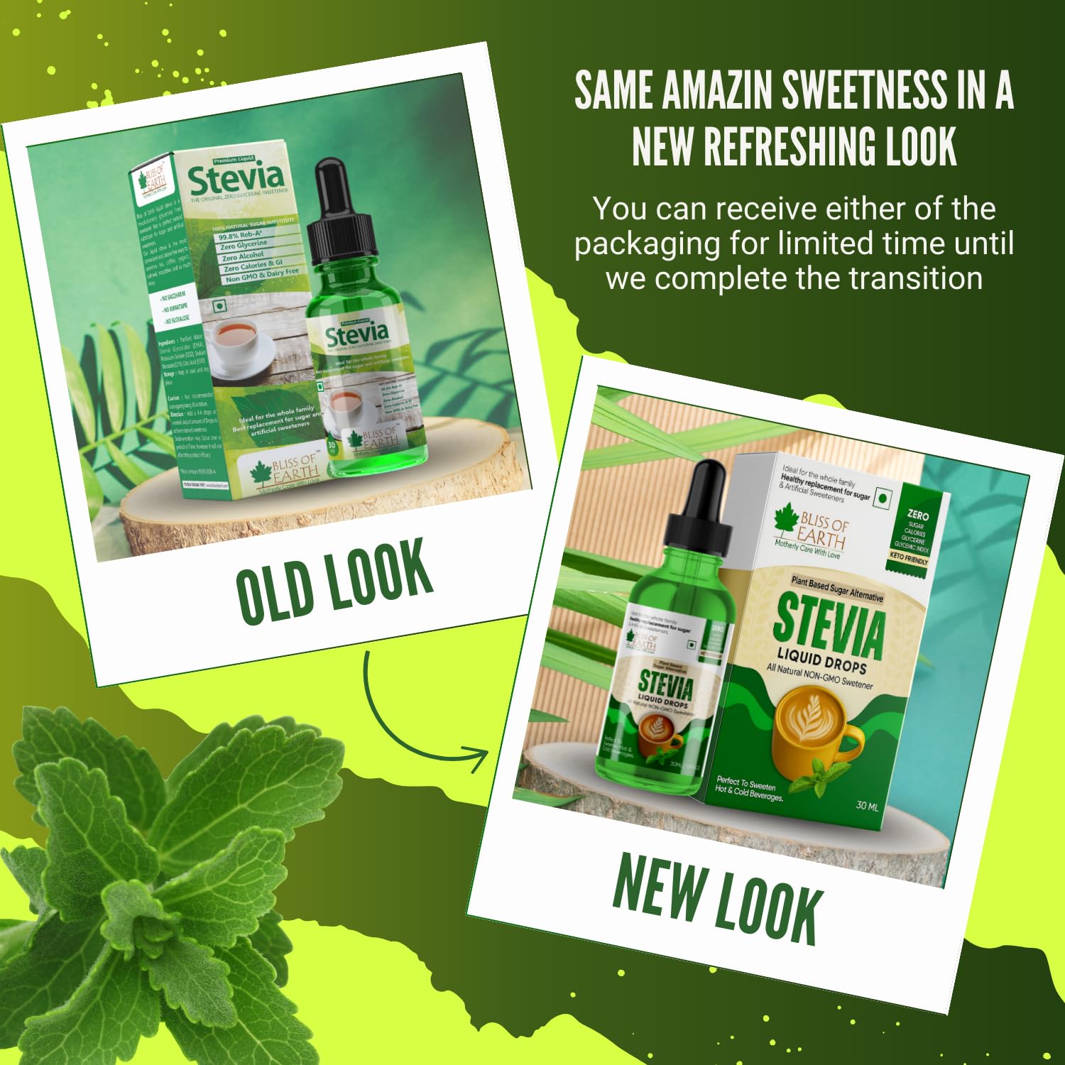 Bliss of Earth Stevia Liquid Sweetener â€“ Pure, Natural & Sugar Free Drops | Zero Calorie | 30ML | Perfect for Tea, Coffee, Shakes, Smoothies & Desserts | Keto & Diabetic Friendly