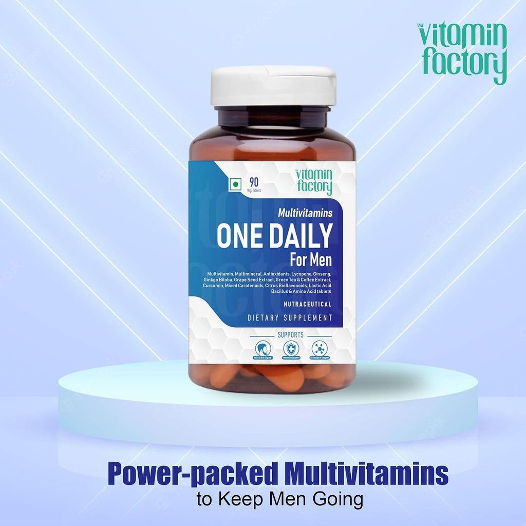 The Vitamin Factory Multivitamin For Men | Multimineral, Ginseng, Grape Seed Extract| Enhances Energy, Stamina, Boost Immunity- 90 Vegetable Tablet
