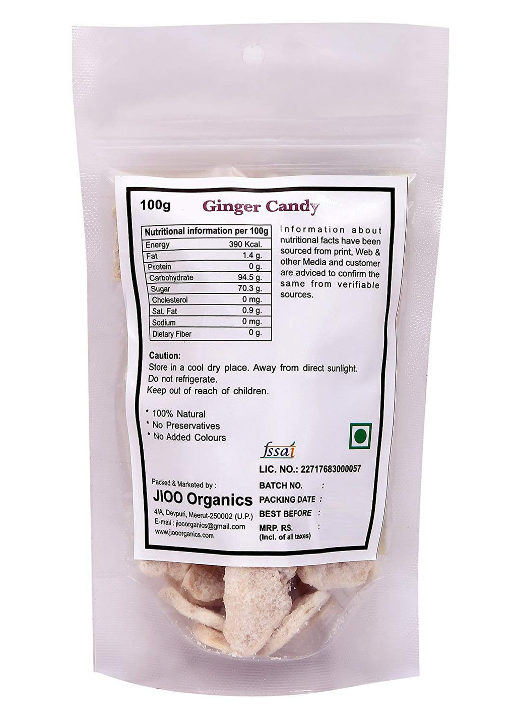 Jioo Organics Ginger Candy - 100 gms