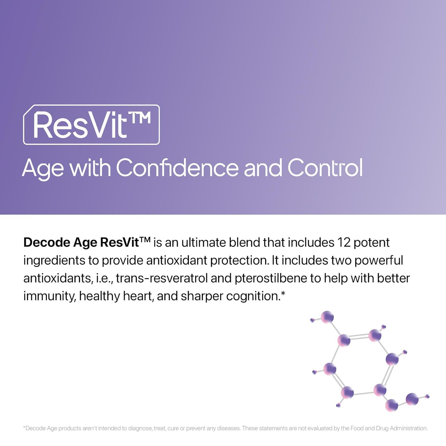 Decode Age Resveratrol Supplement 300 mg | 12-in-1 Antioxidant Supplement with Glutathione, Trans-Resveratrol & NAC for Cellular Repair, Healthy Skin, Hair, Immunity & Heart | GMO Free | Decode Age ResVit