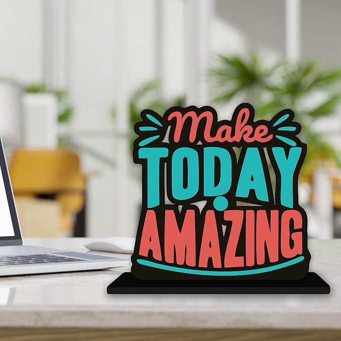 Artvibes Wooden Idols and Figurine Make Today Amazing Quotes Table Decoration for Office Desk | Home Decor | Living Room