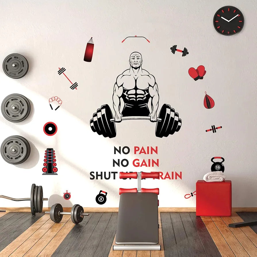 StickMe Gym Fitness Bodybuilding Sports Workout Boxing Inspirational Motivational Quotes Wall Sticker Extra Large - 200 x 180 cm