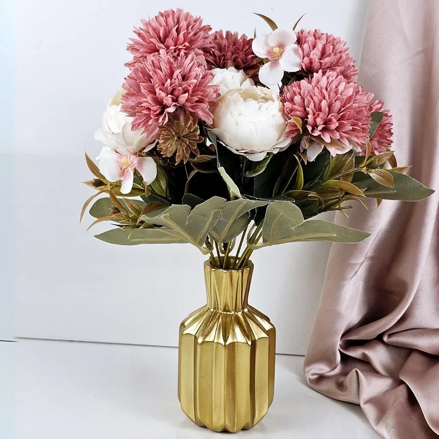 Bunch Artificial Dahlia Peony Flowers Pink
