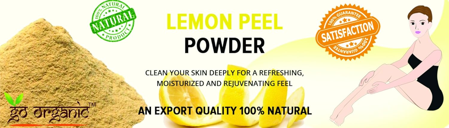Go Organic Lemon Peel Powder (Citrus Limonum) for Face Cleanser & Skin Whitening | Skin Exfoliant for Glowing Skin, Acne, Pigmentation & Dark Spots (150 Gm)