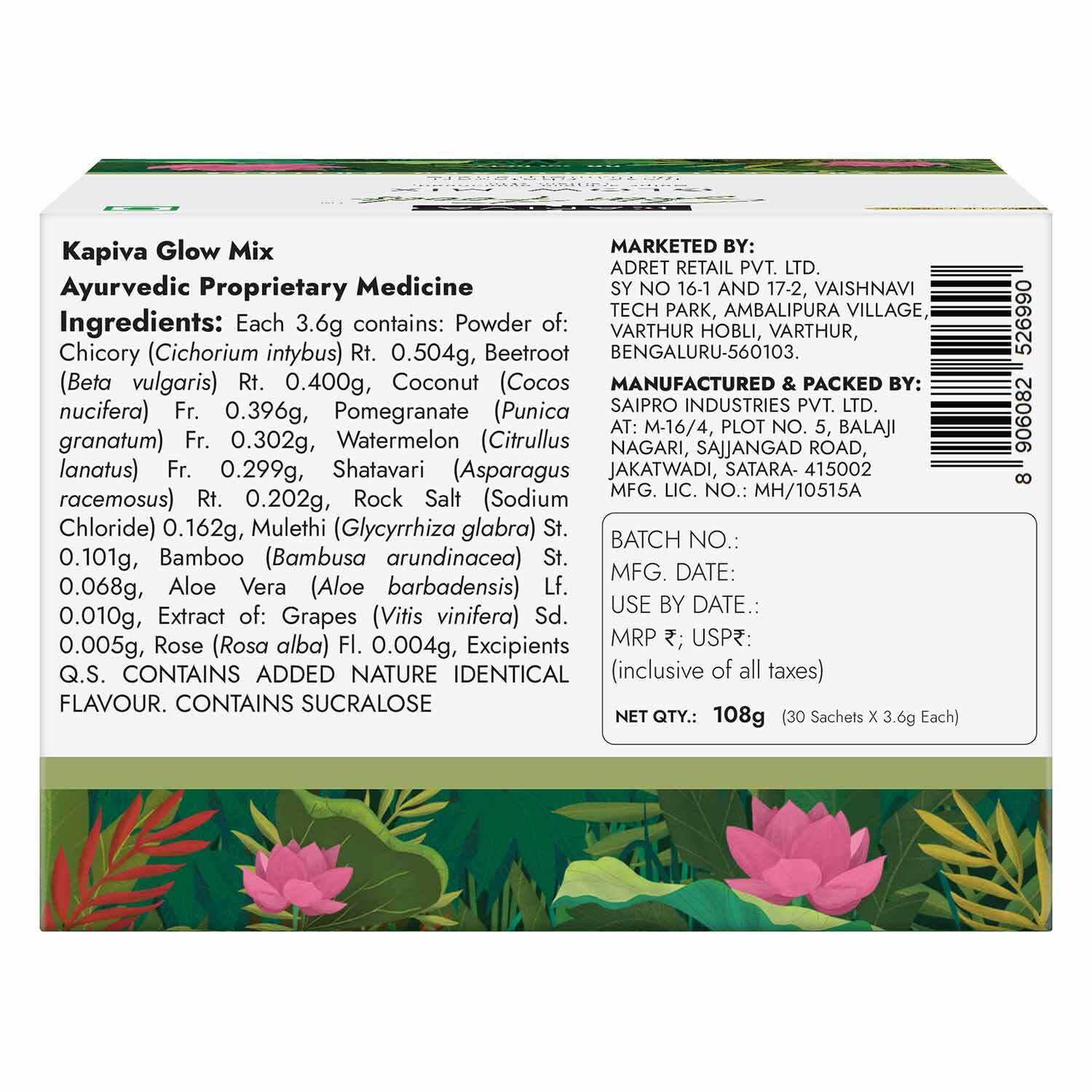 Kapiva Skin Foods Glow Mix | Ayurvedic Skin Supplement, Collagen Powder | Skincare for Glowing & Healthy Skin (30 Sachets)