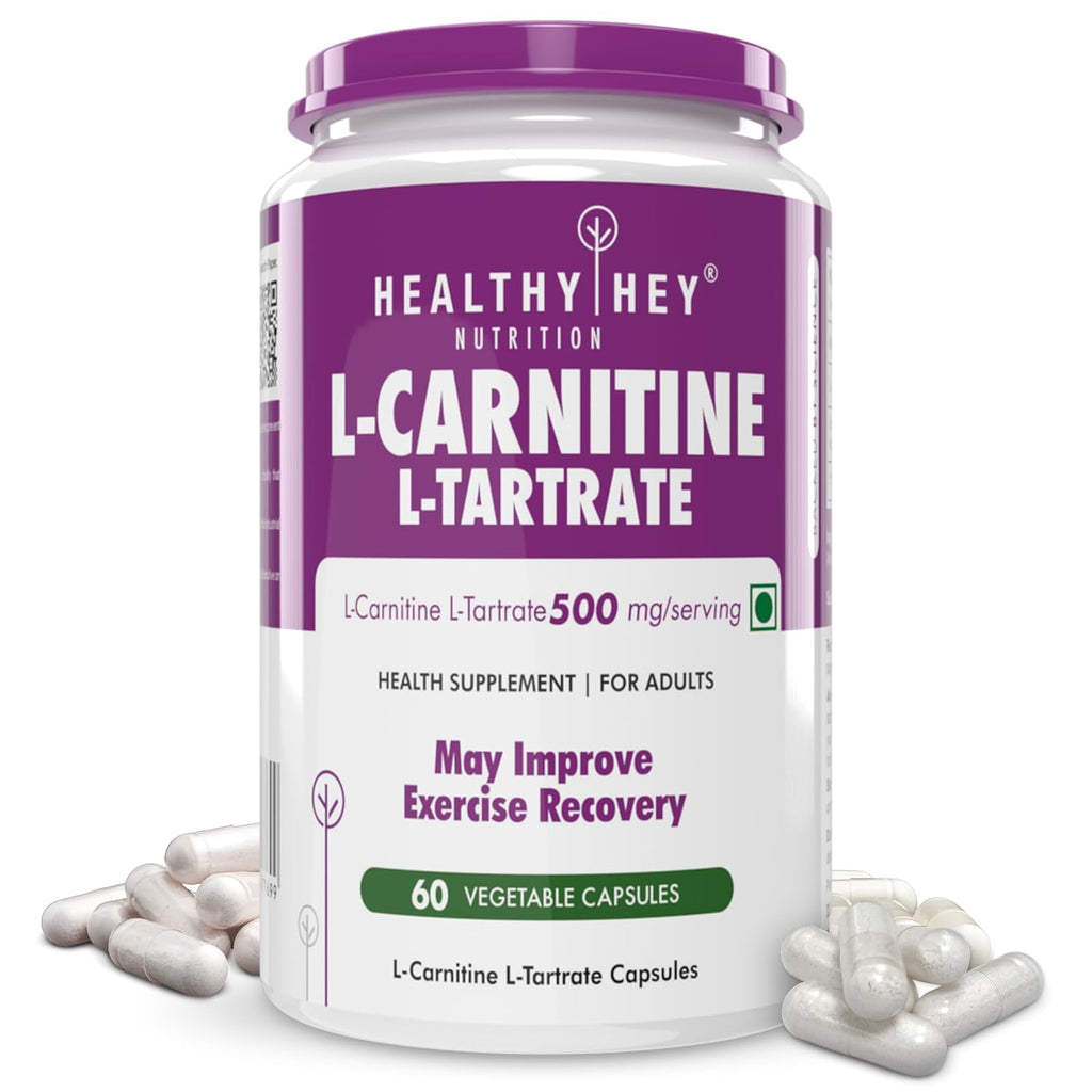 HealthyHey L-Carnitine & L-Tartrate (LCLT)-Support Transport of Fats to Muscles - 60 Vegetable Capsules (Pack of 1)