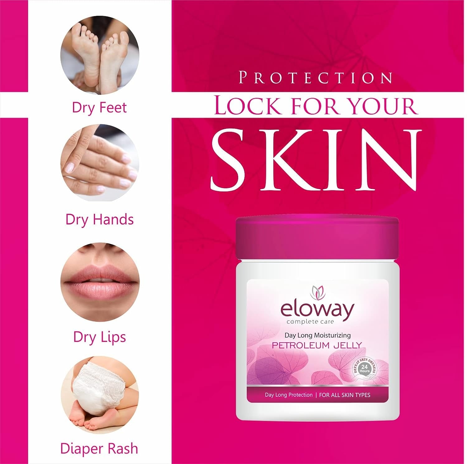 Eloway Day Long Moisturizing Petroleum Jelly - 100 ml (Pack of 4)