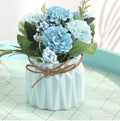 Artificial Flower with Ceramic Vase Hydrangea Bouquet Fake Flower Arrangements