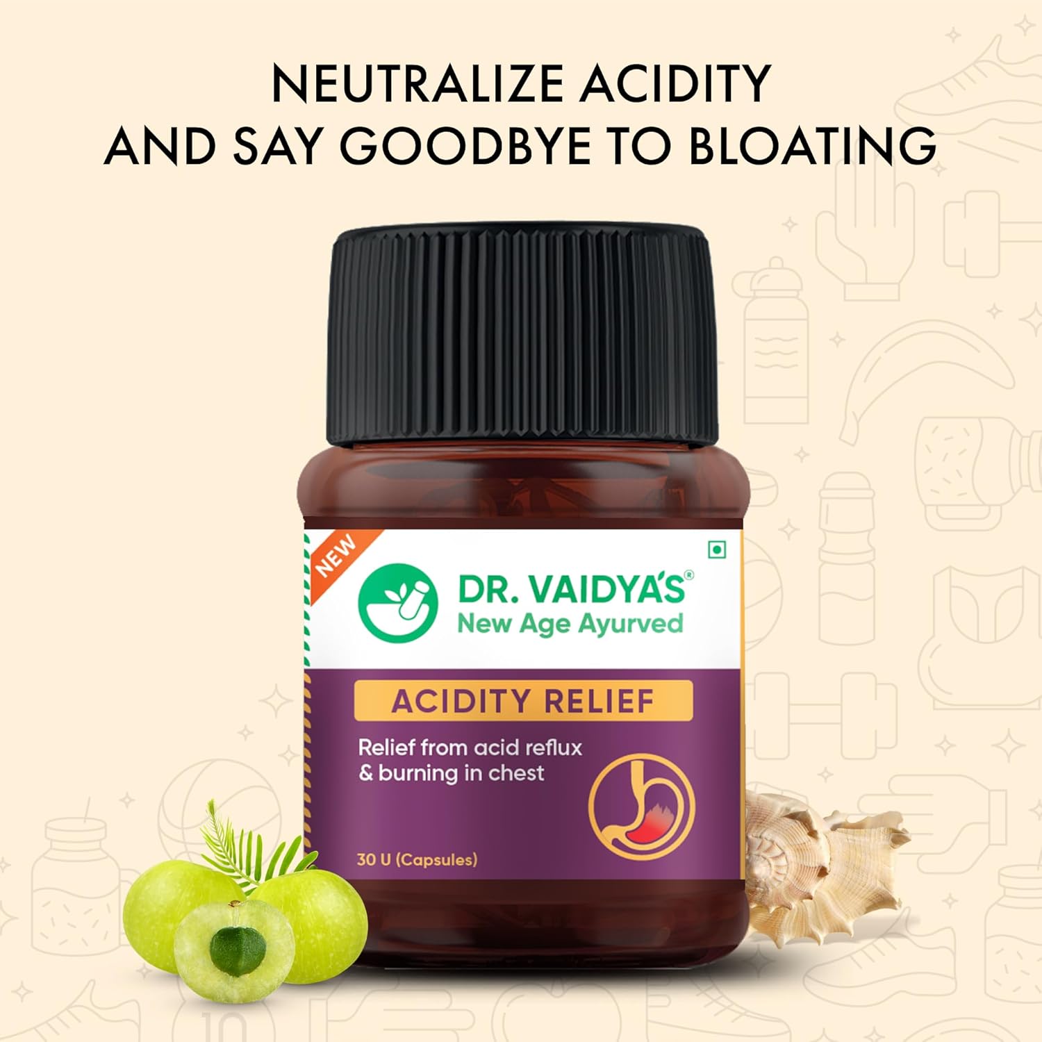 DR. VAIDYA'S Acidity Relief Capsules Ayurvedic Medicine For Acidity and Gas, 30 Capsules