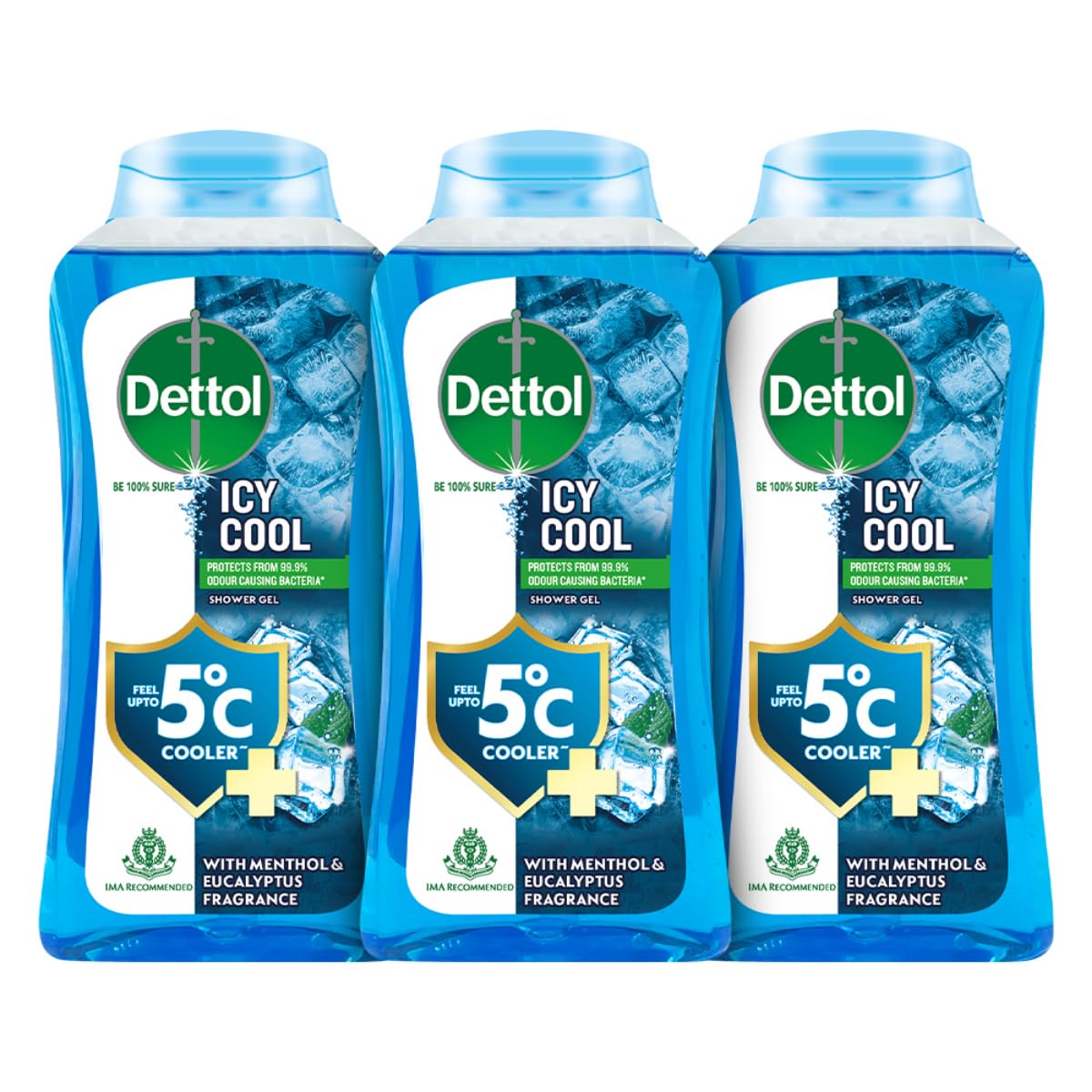 Dettol Icy Cool Body Wash and Shower Gel - 250 ml (Pack of 3)