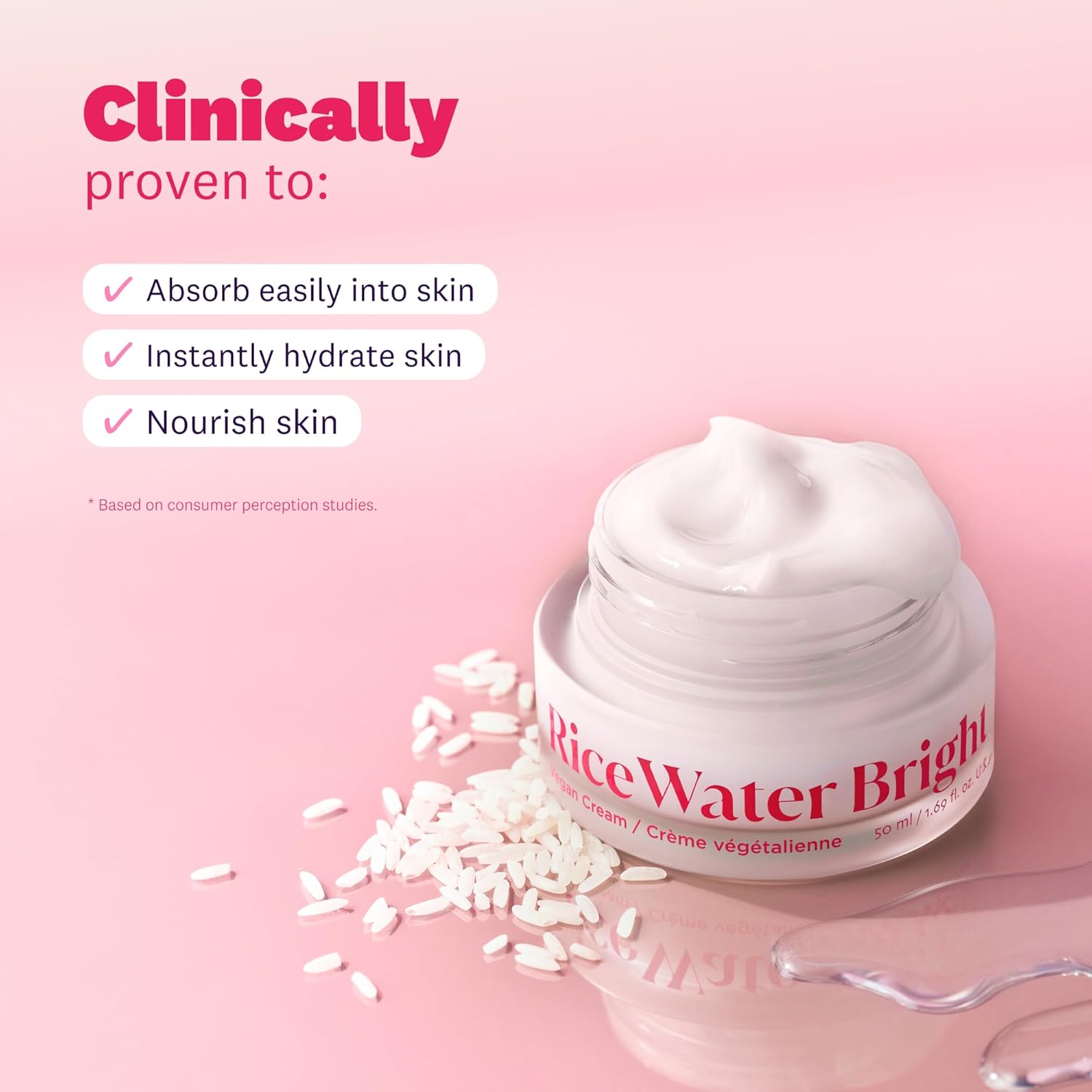 The Face Shop Rice Water Bright Vegan Cream with Ceramide, Niacinamide & Hyaluronic Acid | Brightens Skin, Fades Blemishes & Acne Marks | Korean Skin Care | 50ml