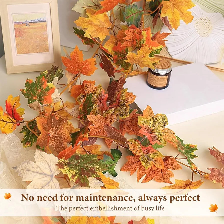 175CM/5.7FT Fall Leaves Garland Fall Garland for Mantel Artificial Maple Leaves Hanging Vine