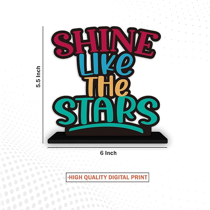 Artvibes Wooden Idols and Figurine Shine Like the Stars Inspirational Quotes Table Decor for Office Desk Showpiece