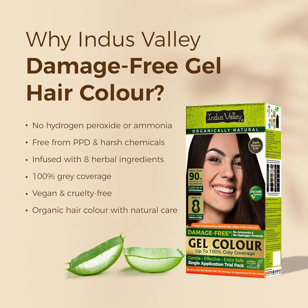 Indus Valley Dark Brown Hair Colour With Protection Shampoo And Hair Ultima Spa Combo