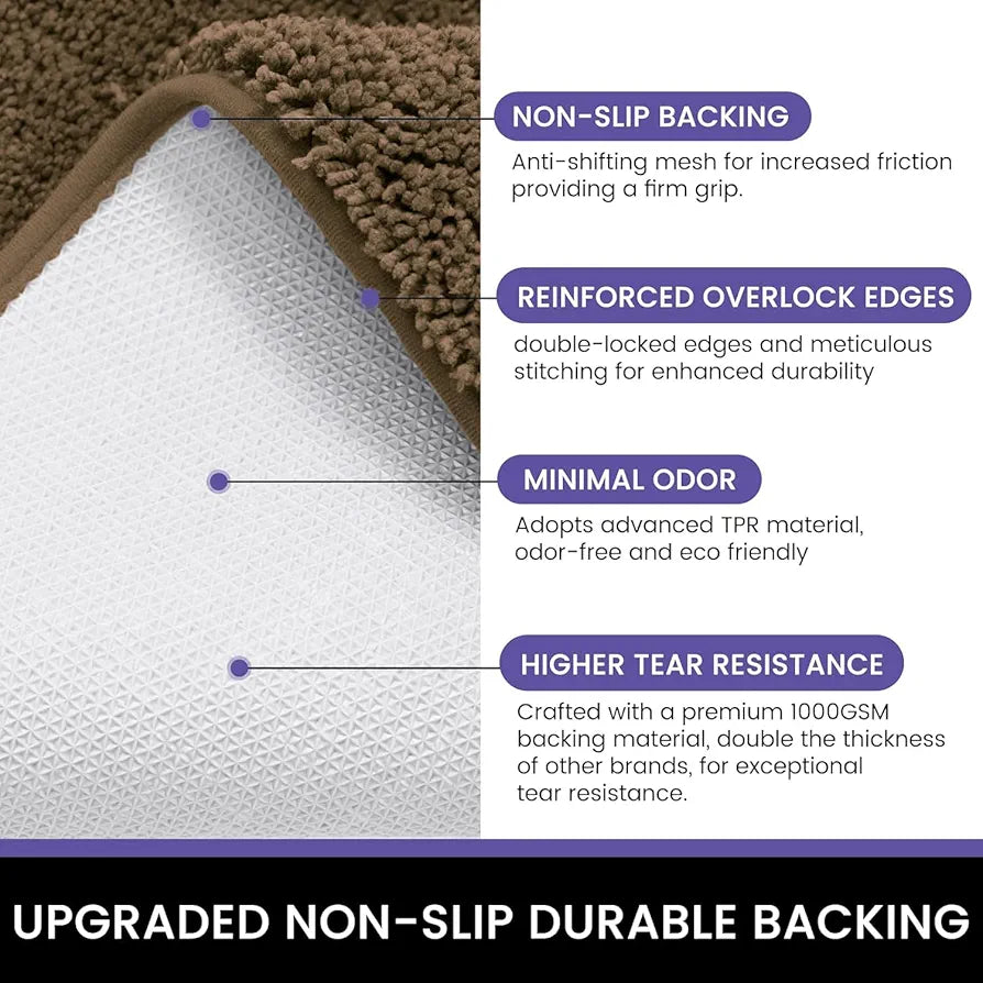 Luxe Home International Microfibre Rectangular Bath Mat Super Soft Anti Skid Newman Mats For Bathroom Colour Coffee