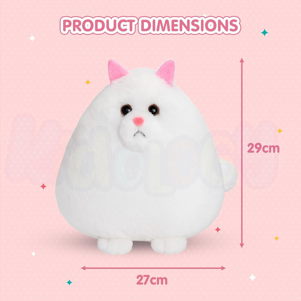 Kidology Giant Fluffy Persian Cat Plush Ultra-Soft Stuffed Animal for Kids 27cm White