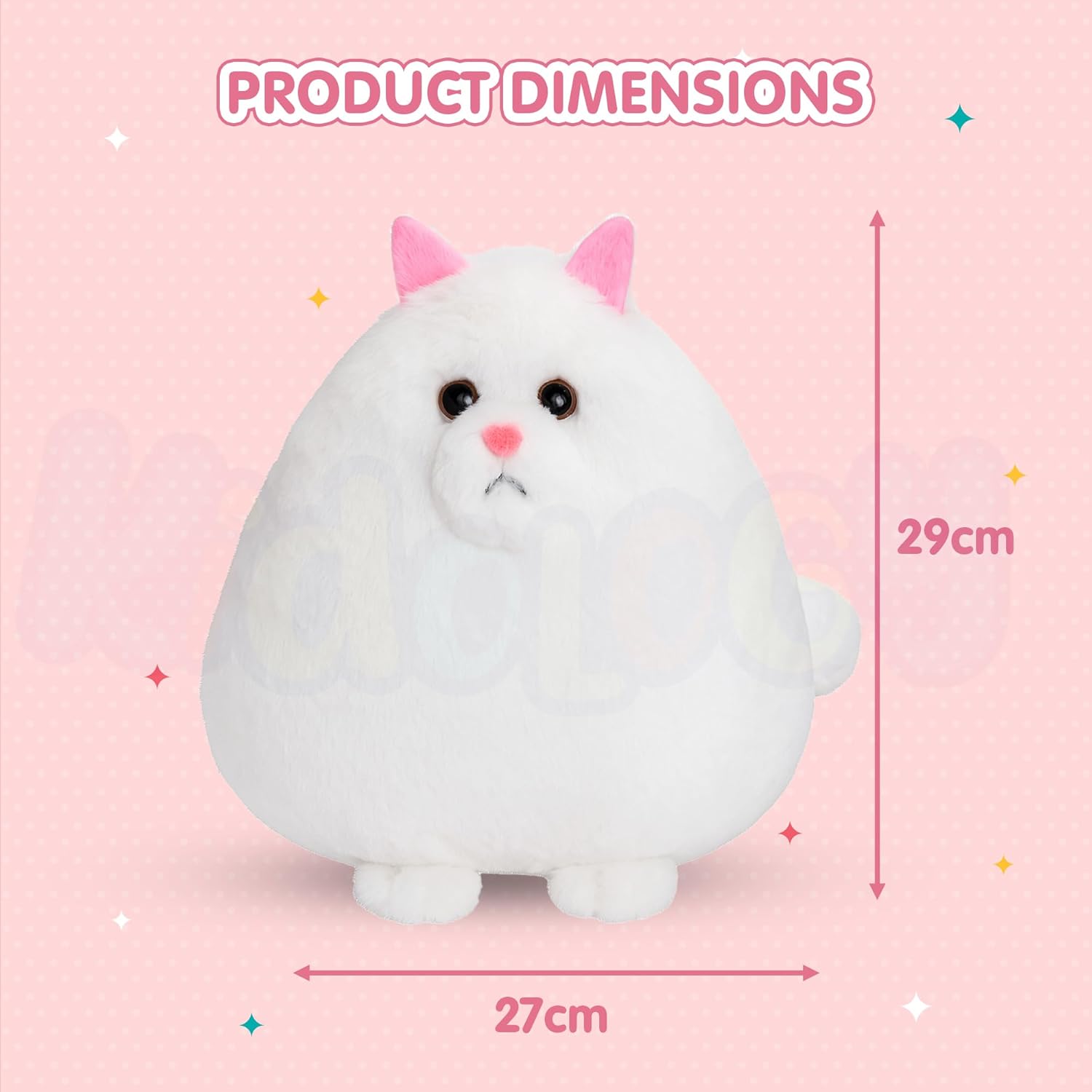 Kidology Giant Fluffy Persian Cat Plush Ultra-Soft Stuffed Animal for Kids 27cm White